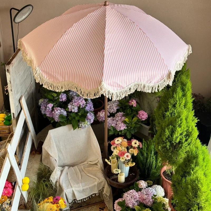 Gardening Tools Pink - ZBN Pembe Çizgili Bahçe Şemsiyesi, Reklam