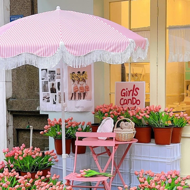 ZBN Pembe Çizgili Bahçe Şemsiy - Gardening Tools Pink incelemesi ve fiyatı