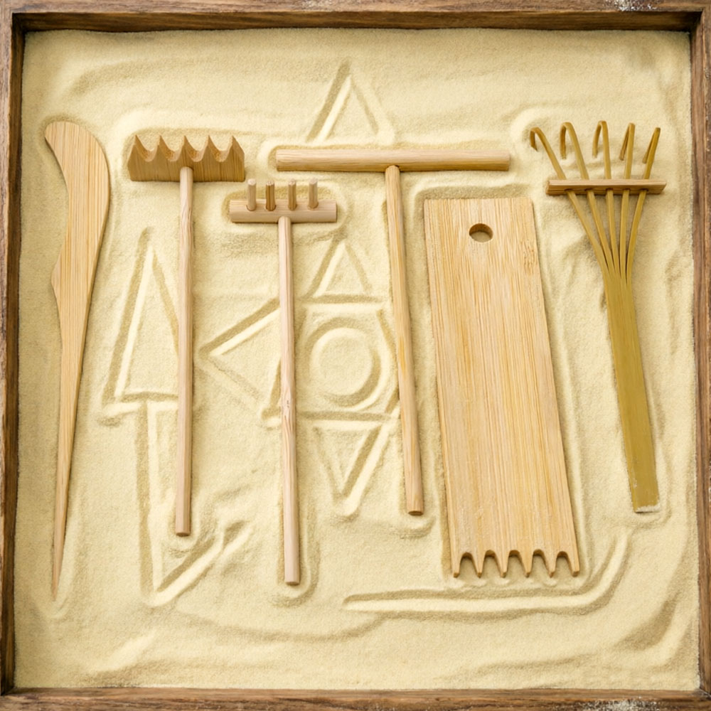 6 Parça Bambu Kum Tırmığı Seti - Gardening Tools Drawing incelemesi ve fiyatı